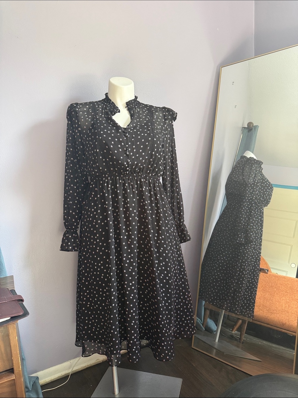 torrid Black Starprint Ruffled Midi Dress